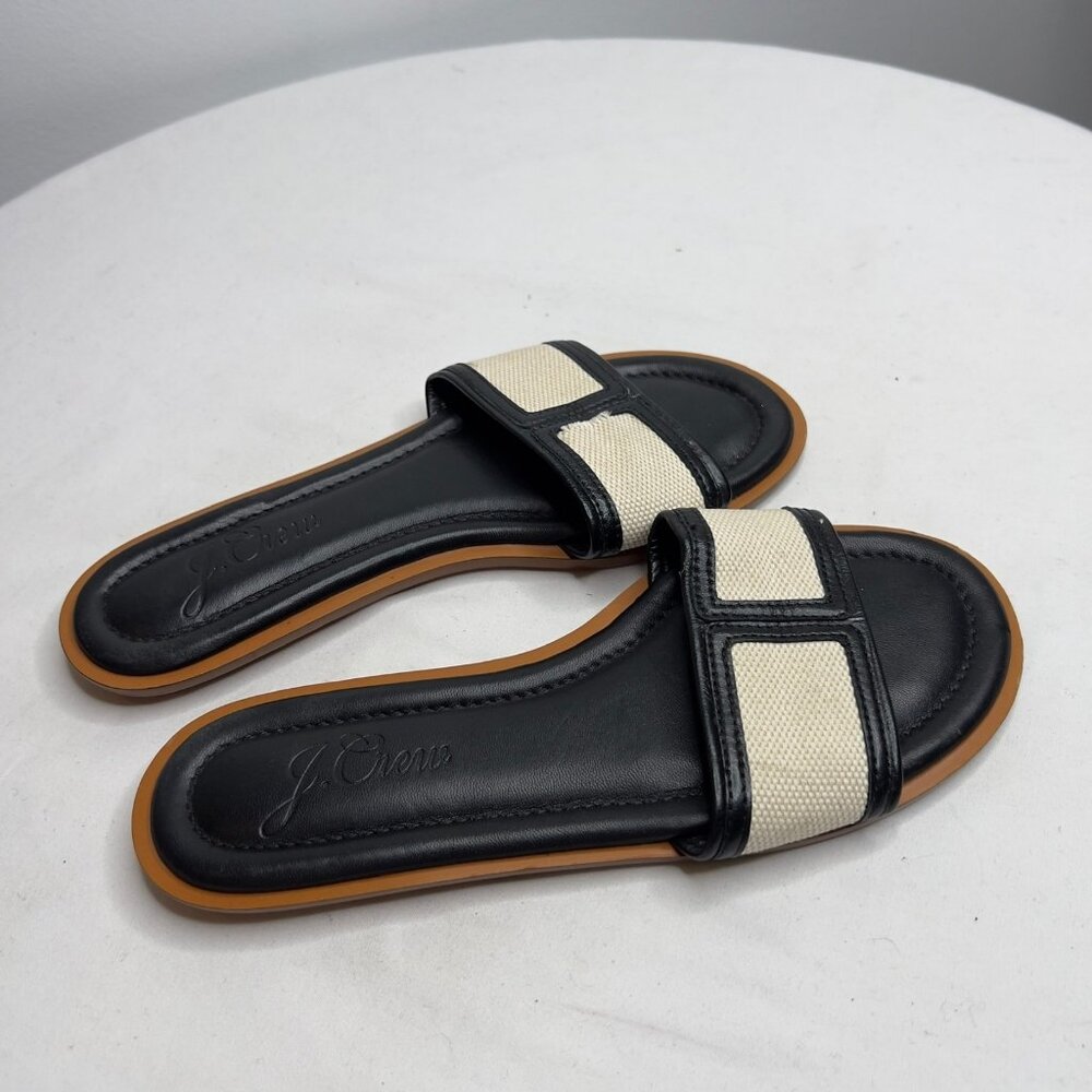 J.Crew Slide Sandals in Canvas and leather black Size 6 BH411 - Picture 5 of 8